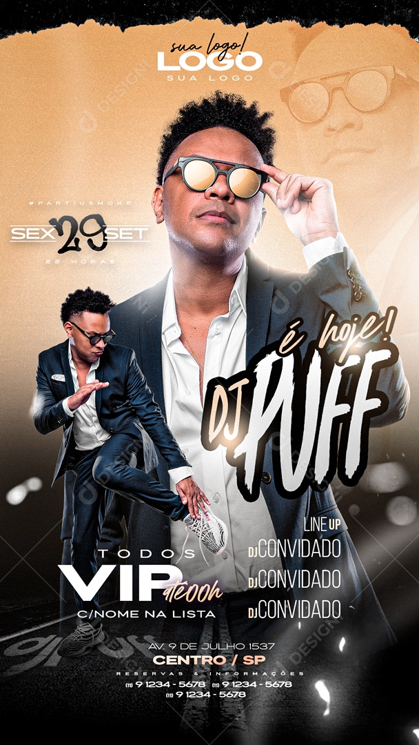 Social Media Flyer Story é Hoje Dj Puff PSD Editável