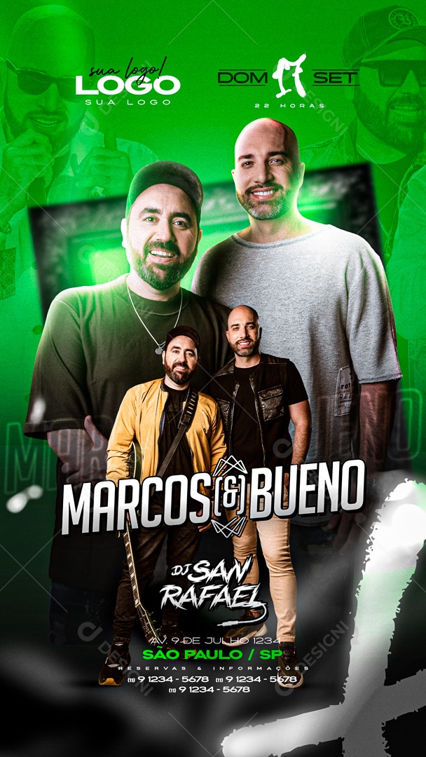 Social Media Flyer Story Marcos e Bueno Dj San Rafael PSD Editável