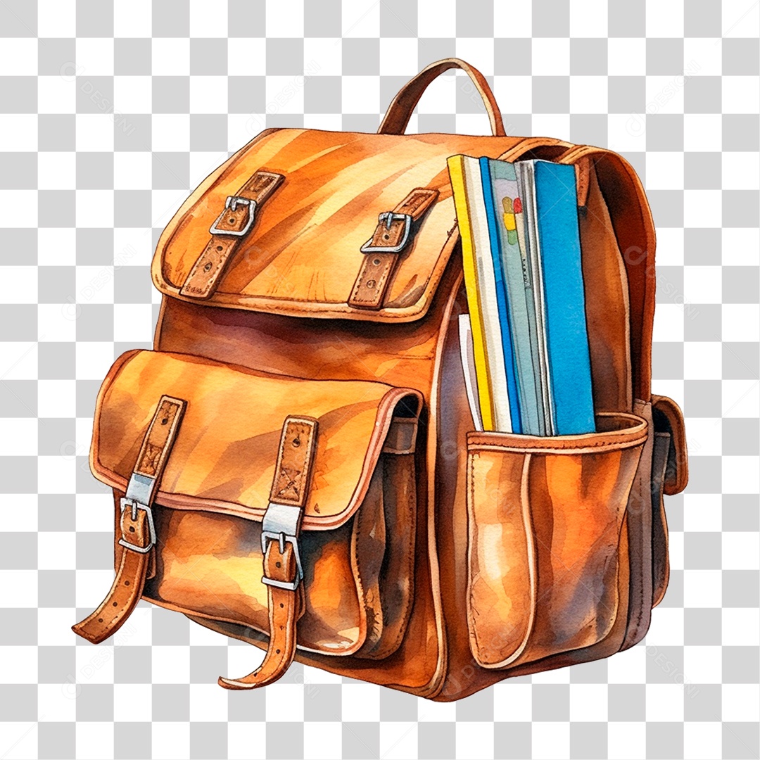 Bolsa Materiais Volta as Aulas PNG Transparente