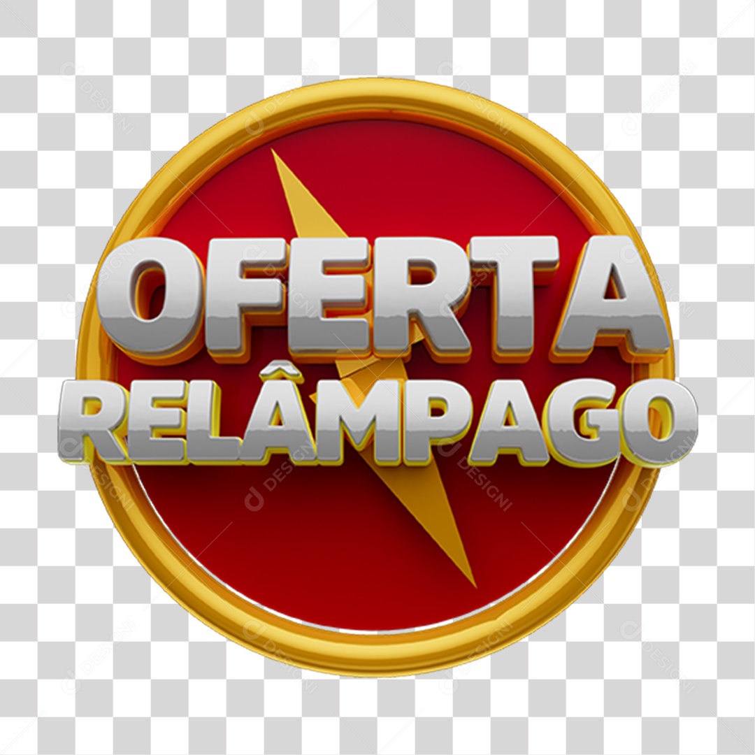Selo 3D Oferta Relâmpago para Composição PNG Transparente