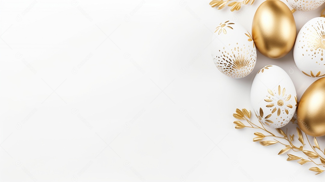 Ovos de páscoa branco e dourado