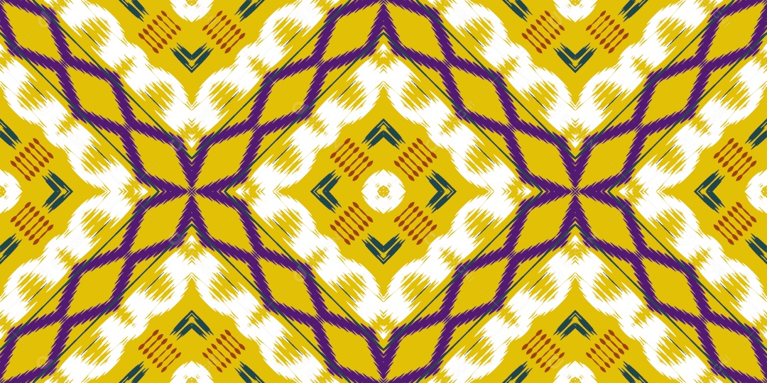 Ilustração de Padrão Tribal Tradicional Amarelo Roxo e Branco Vetor EPS