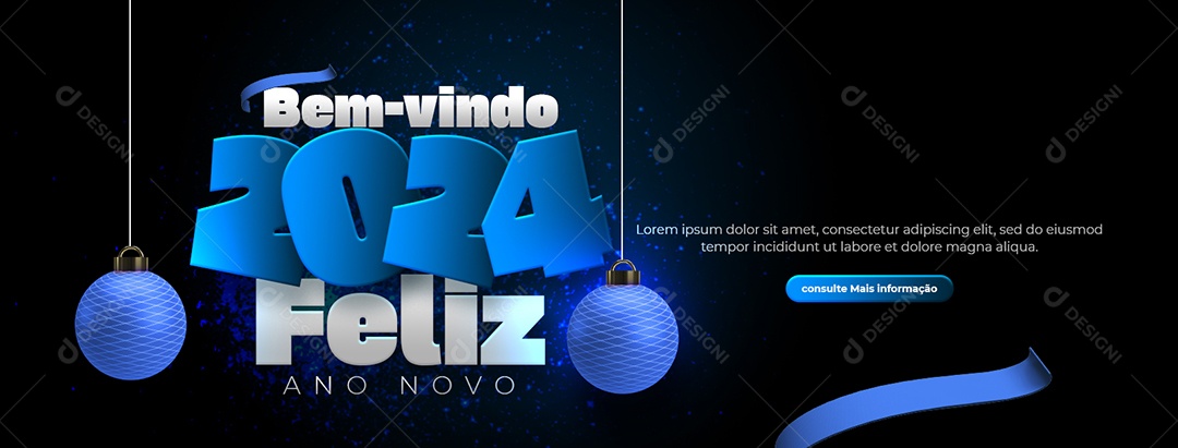Social Media Banner Bem Vindo 2024 Feliz Ano Novo PSD Editável