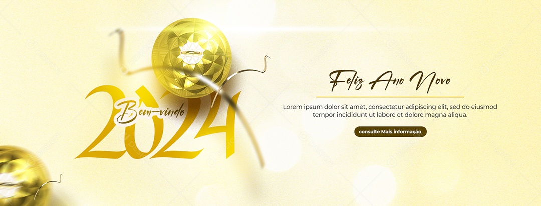 Banner Bem Vindo Feliz Ano Novo Social Media PSD Editável