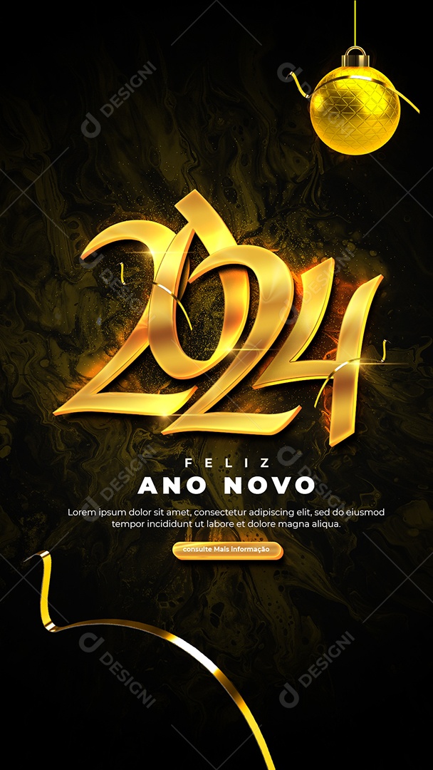 Social Media Story 2024 Feliz Ano Novo PSD Editável