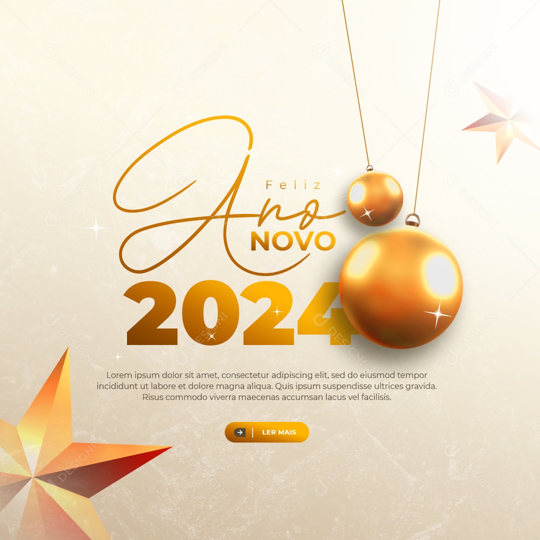 Feed Feliz Ano Novo 2024 Social Media PSD Editável