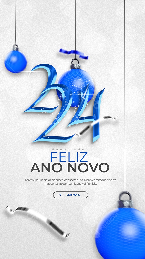 Social Media Story Bem Vindo 2024 Feliz Ano Novo PSD Editável