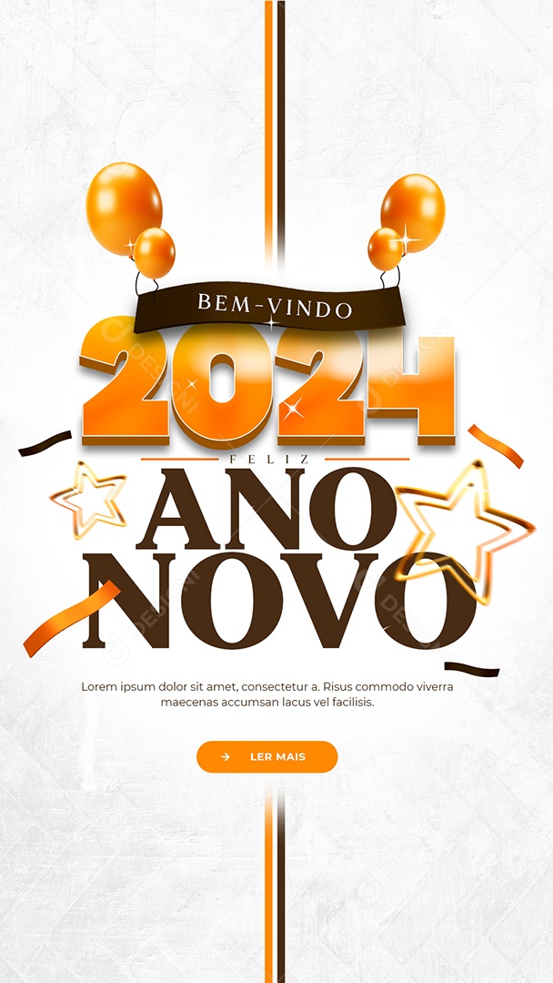 Social Media Story Bem Vindo 2024 Feliz Ano Novo PSD Editável