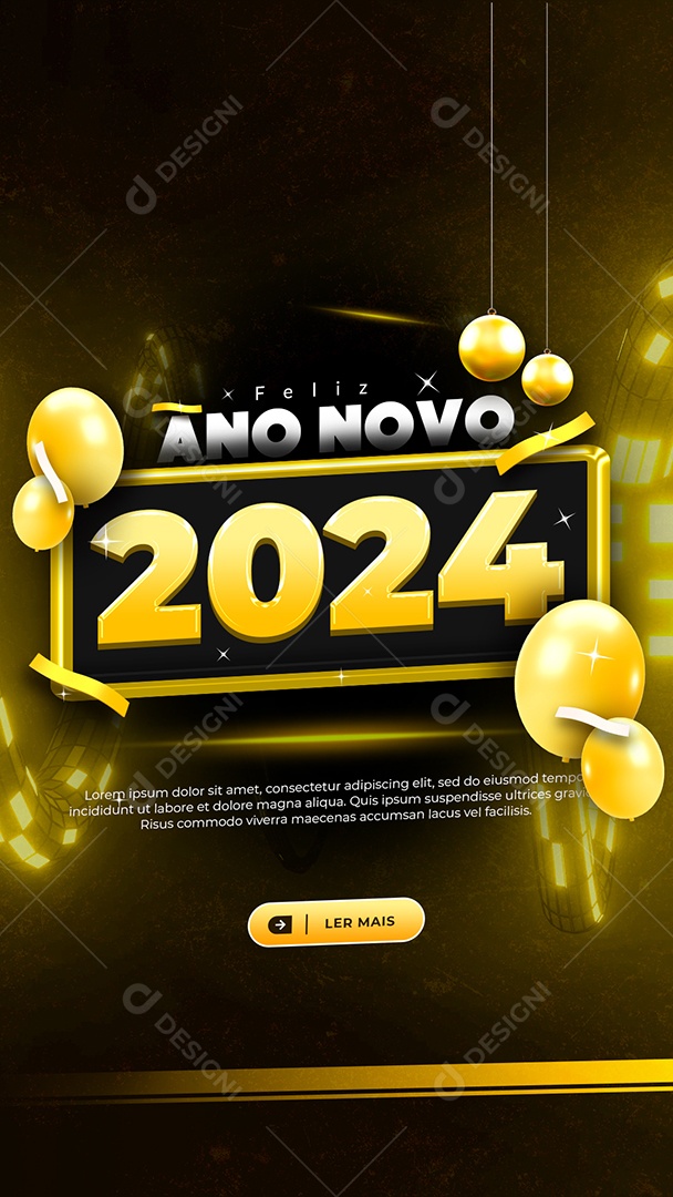 Social Media Story Feliz Ano Novo 2024 PSD Editável