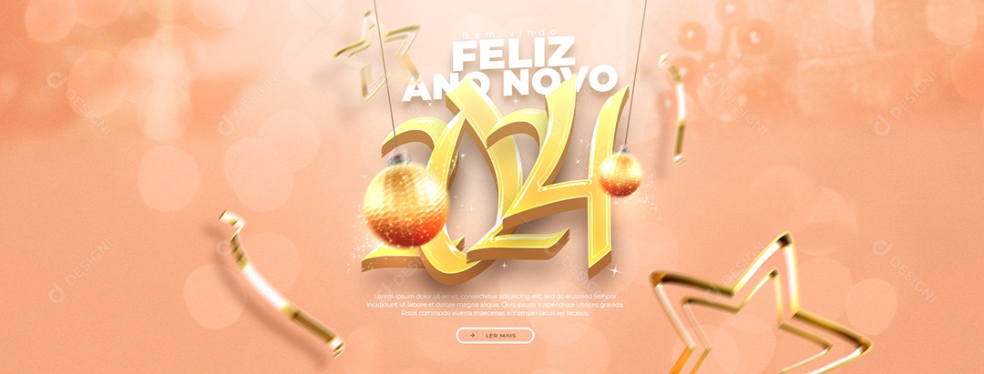 Social Media Banner Feliz Ano Novo 2024 PSD Editável