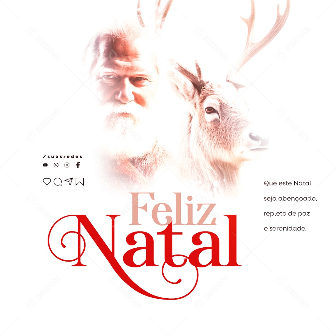 Feliz Natal Que Este Natal Seja Abençoado Repleto de Paz e Serenidade Social Media PSD Editável