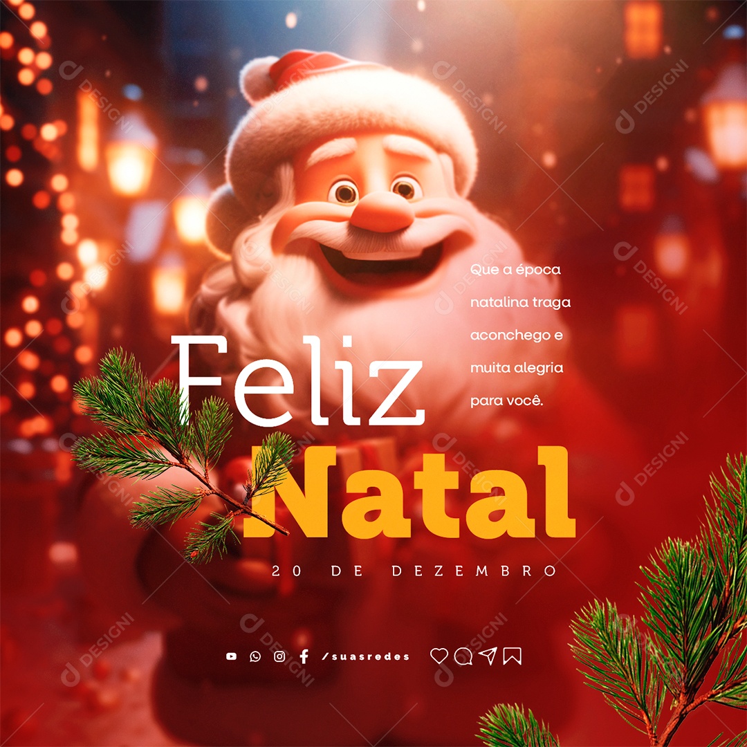 Feliz Natal Que a Época Natalina Traga Aconchego e Muita Alegria para Você Social Media PSD Editável