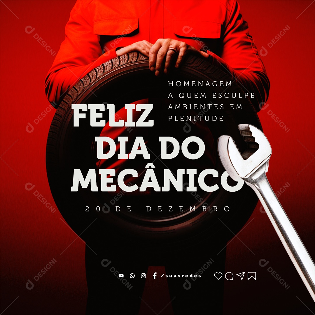 Dia do Mecânico Homenagem a Quem Esculpe Ambientes em Plenitude Social Media PSD Editável