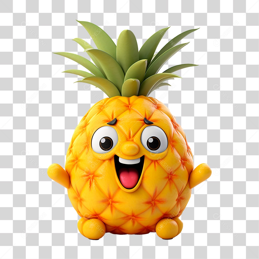 Mascote Abacaxi PNG Transparente