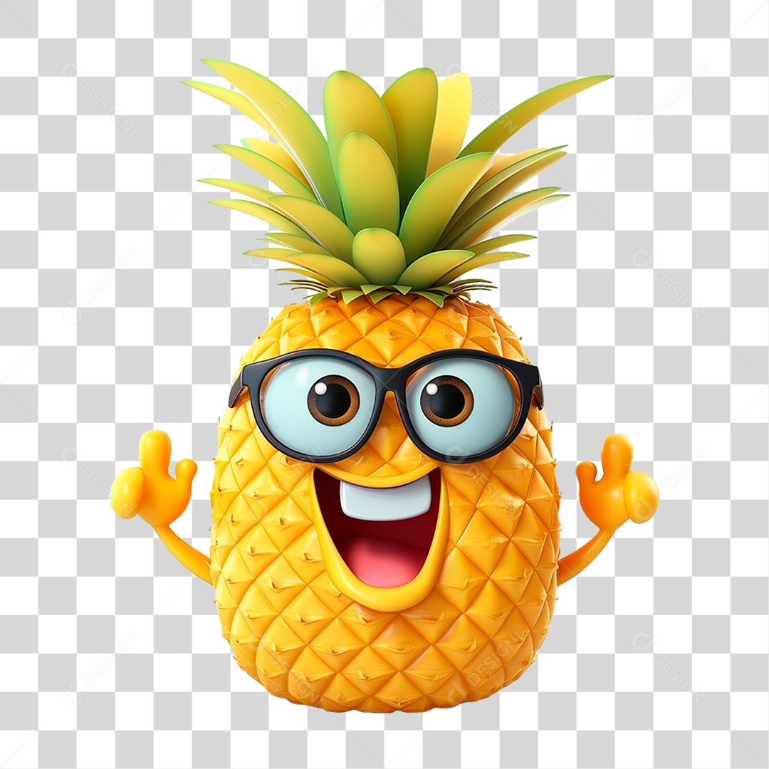 Mascote Abacaxi PNG Transparente