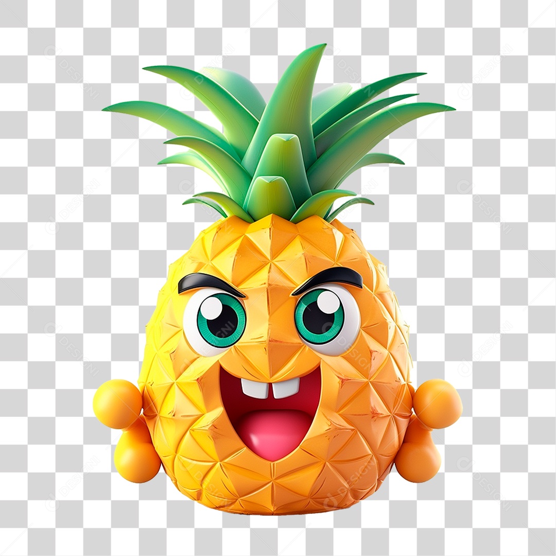 Mascote Abacaxi PNG Transparente