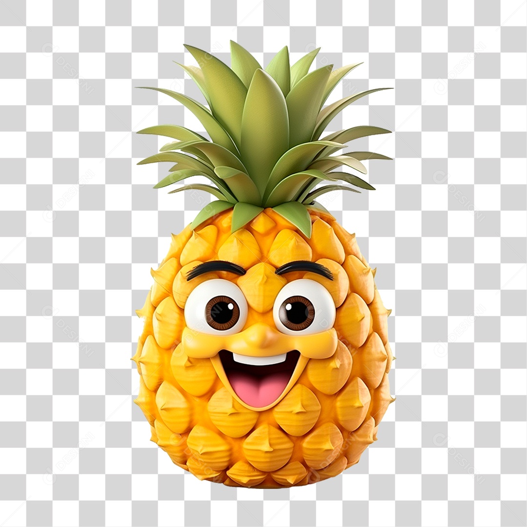Mascote Abacaxi PNG Transparente