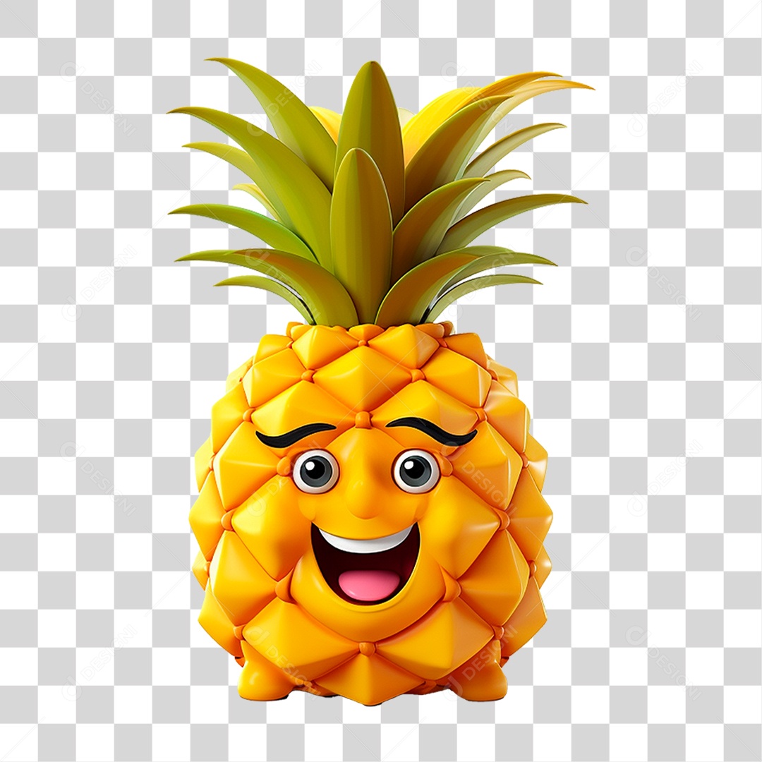 Mascote Abacaxi PNG Transparente