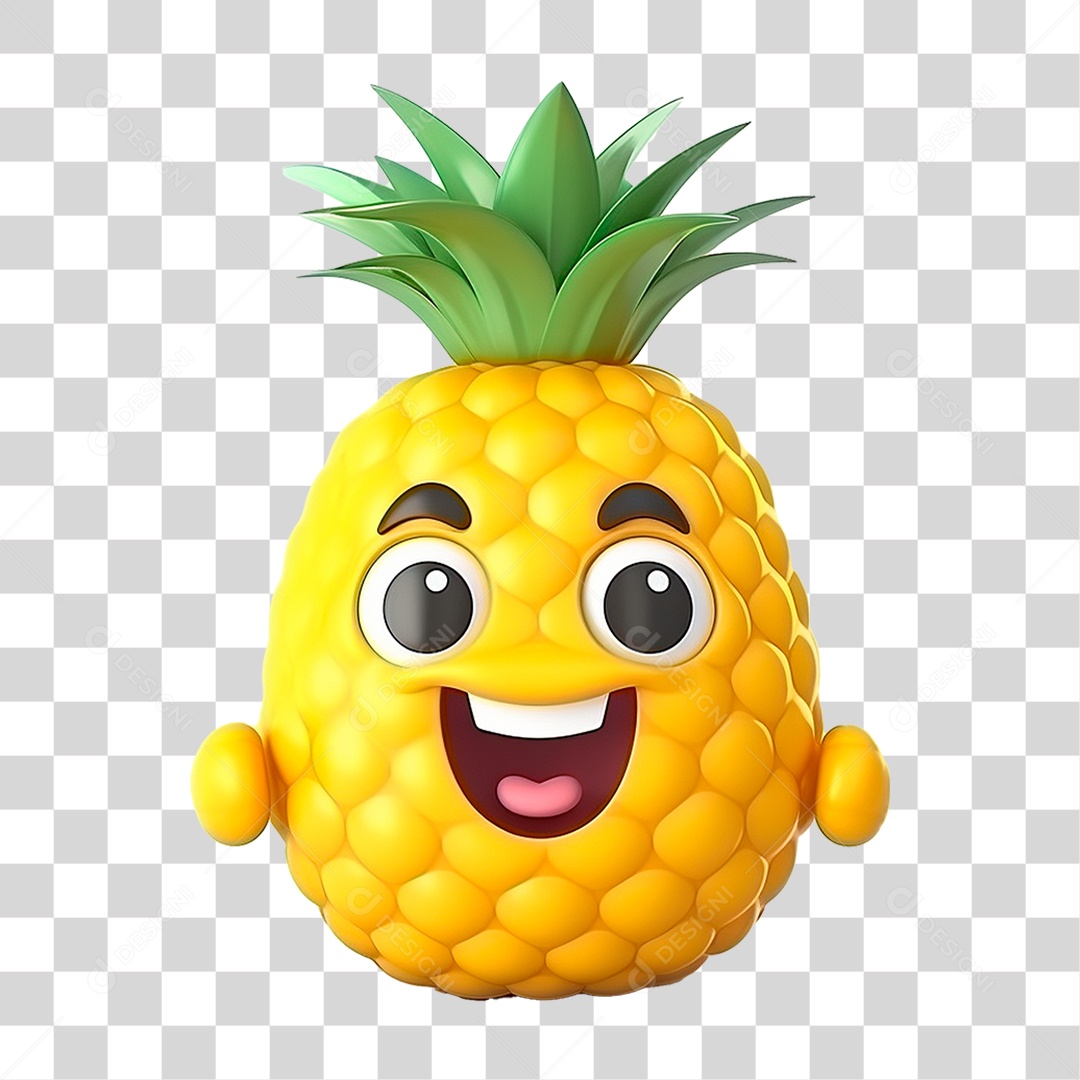 Mascote Abacaxi PNG Transparente
