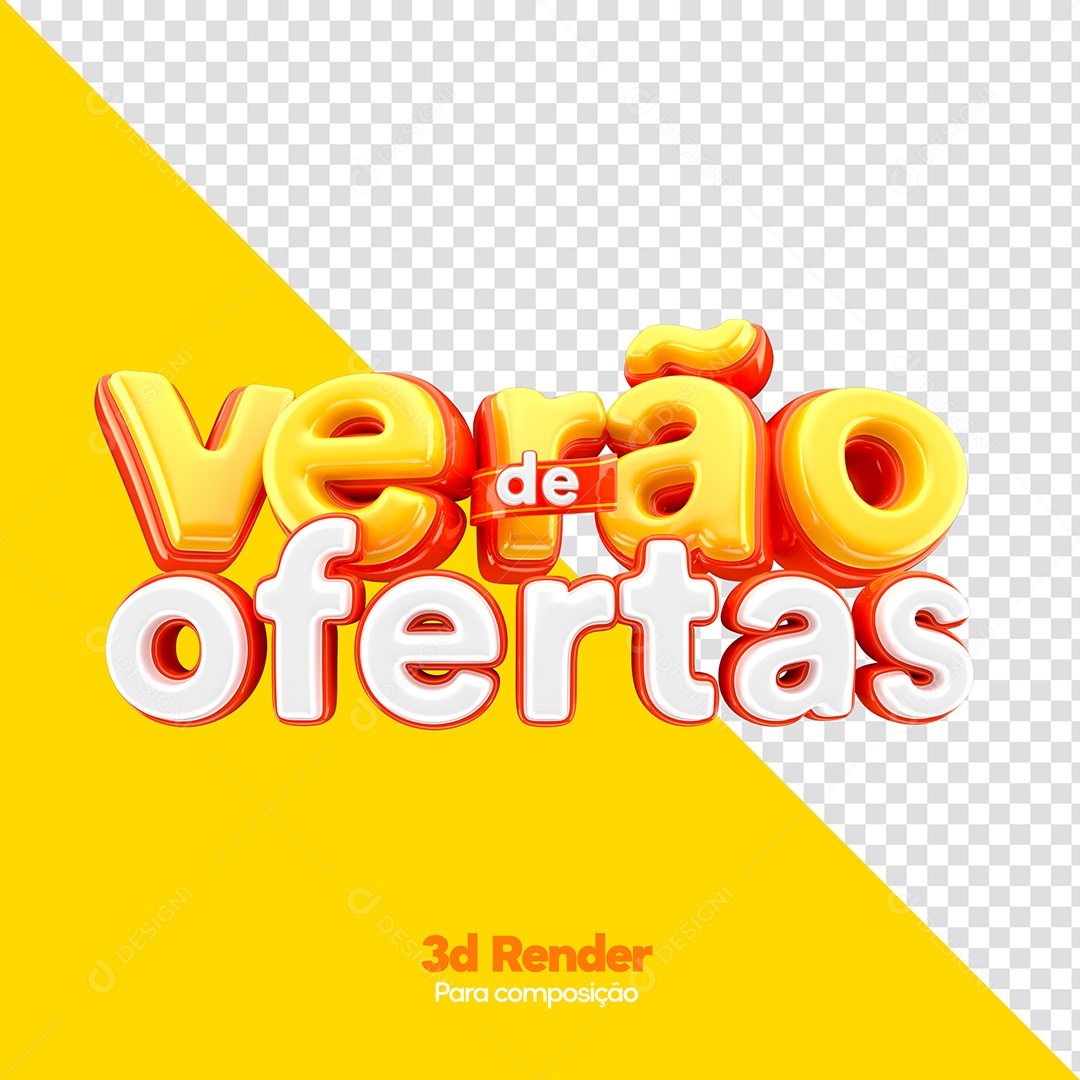 Verão de Ofertas Selo 3D Amarelo Vermelho e Branco para Composição PSD