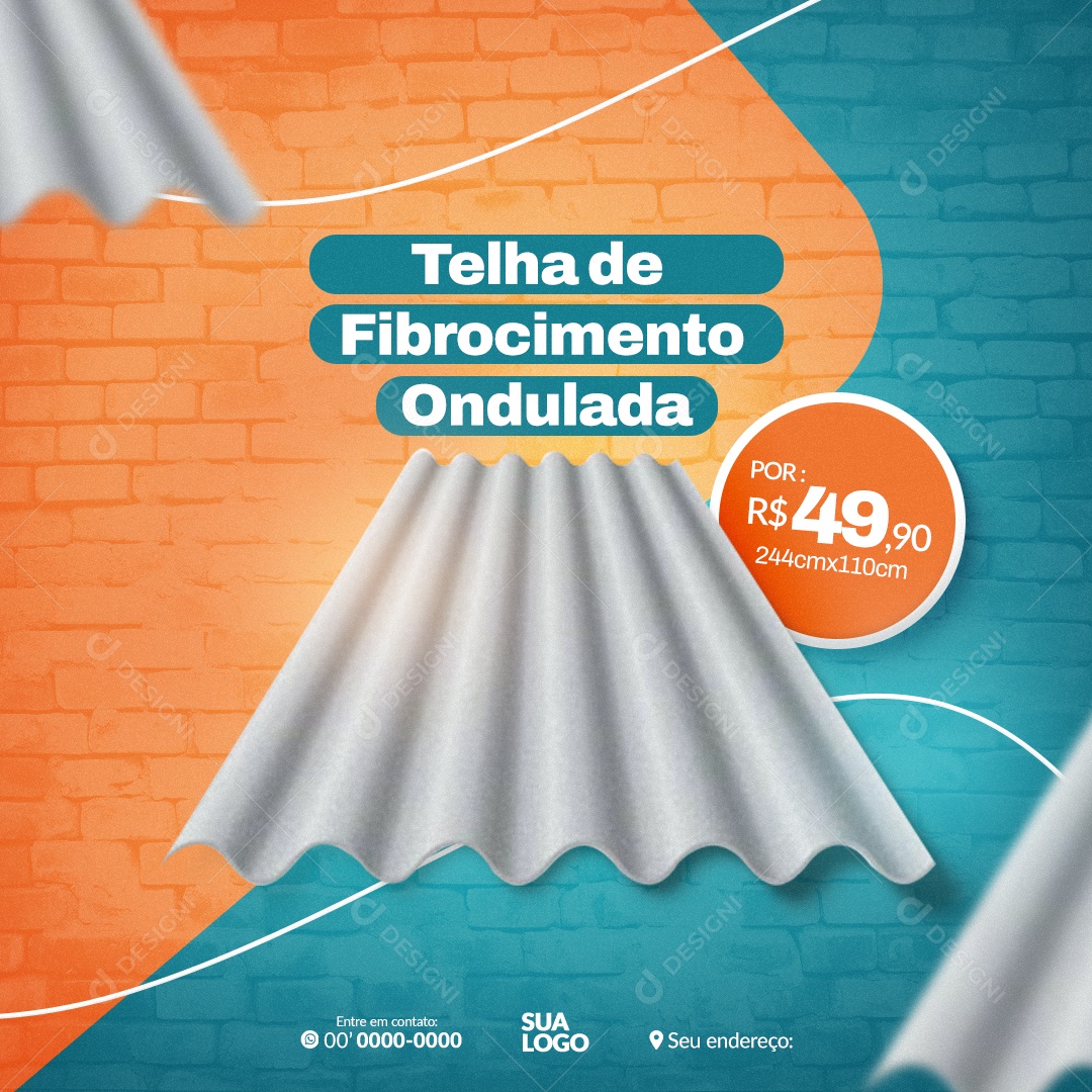 Materiais de Construção Telha de Fibrocimento Ondulada Social Media PSD Editável