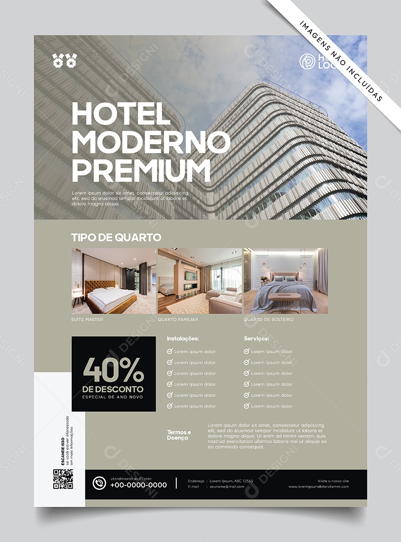 Hotel Moderno Premium Ilustração Vetor EPS Editável