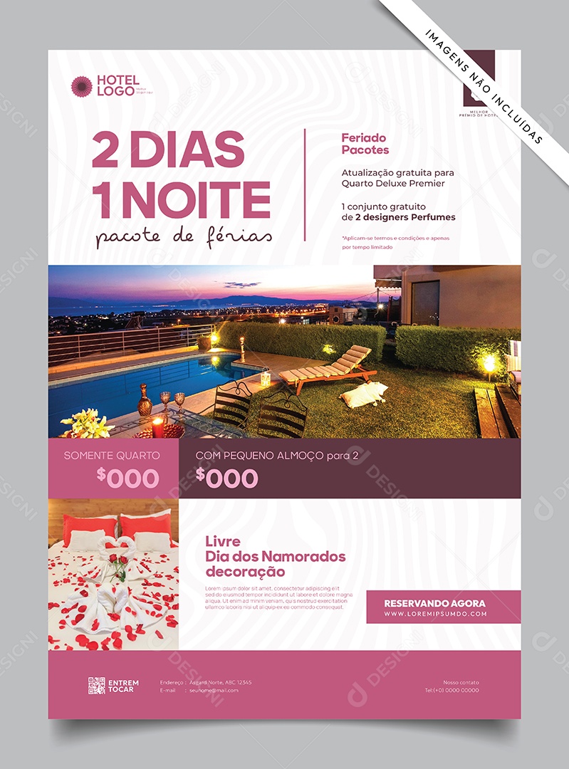 Promoção 2 Dias e 1 Noite Pacote de Freias Ilustração Vetor EPS Editável