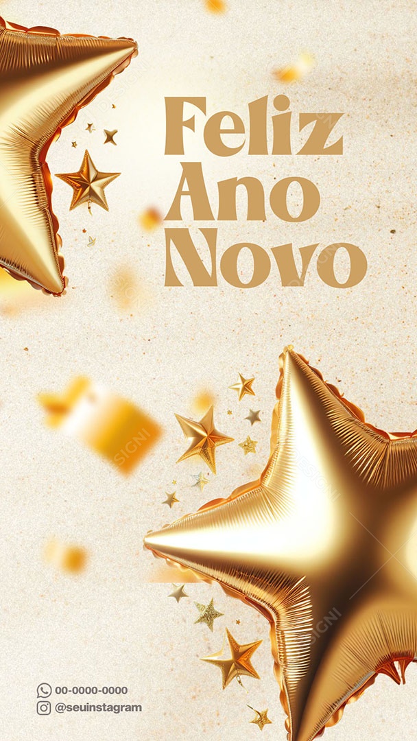 Story Social Media Feliz Ano Novo 1 de Janeiro PSD Editável