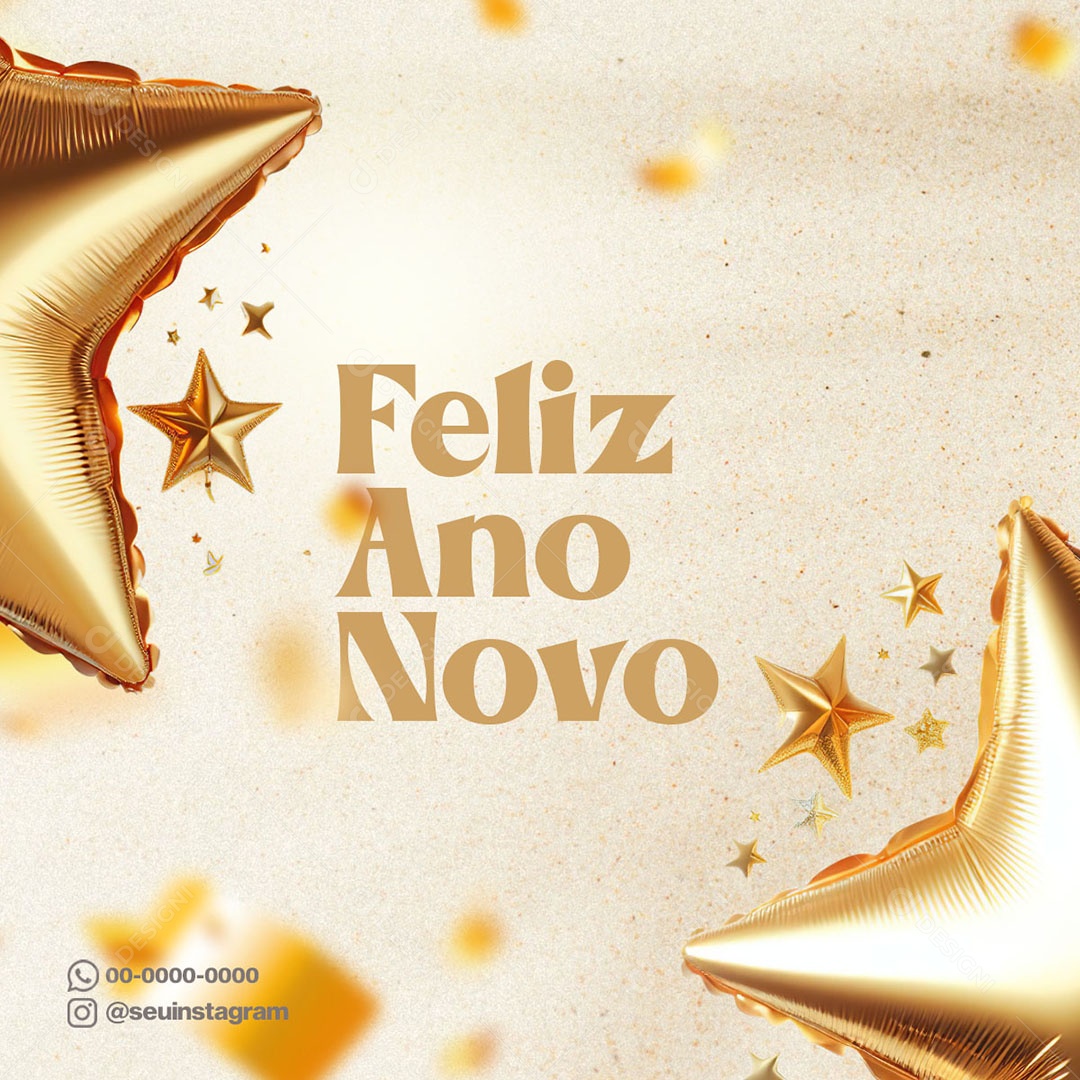 Social Media Feliz Ano Novo 1 de Janeiro PSD Editável