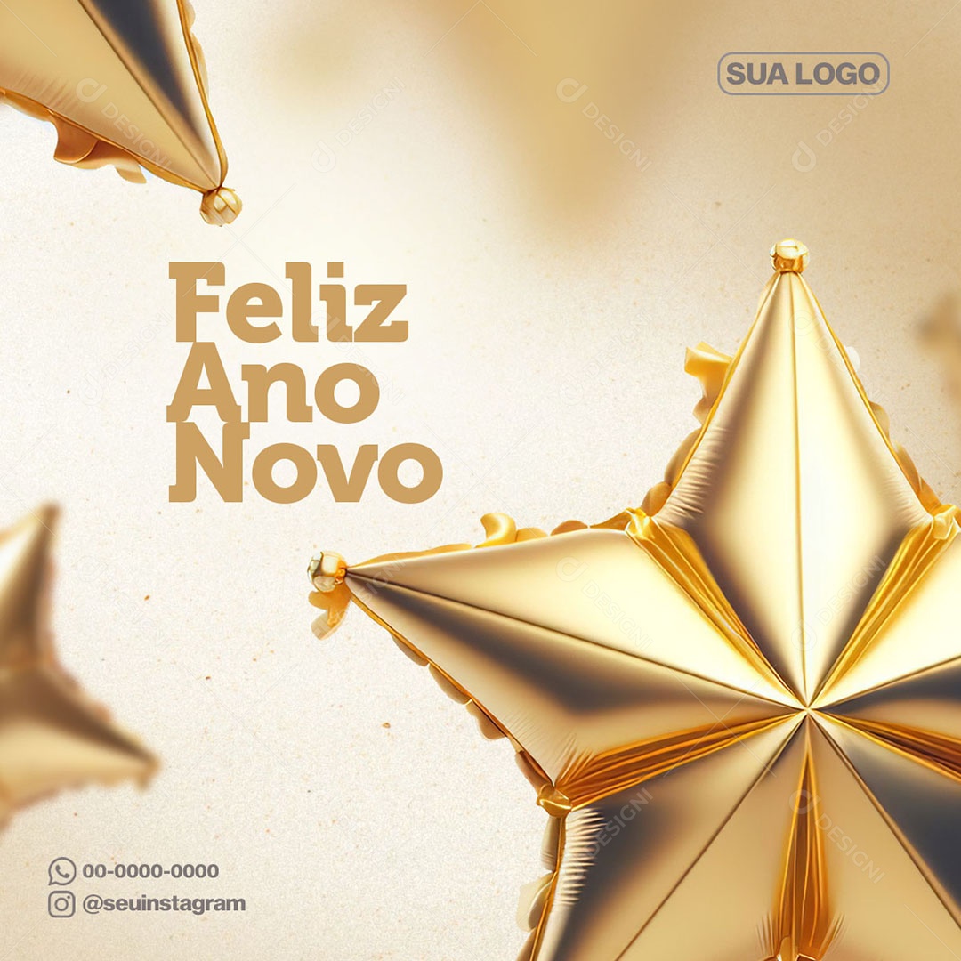 Feliz Ano Novo Social Media PSD Editável