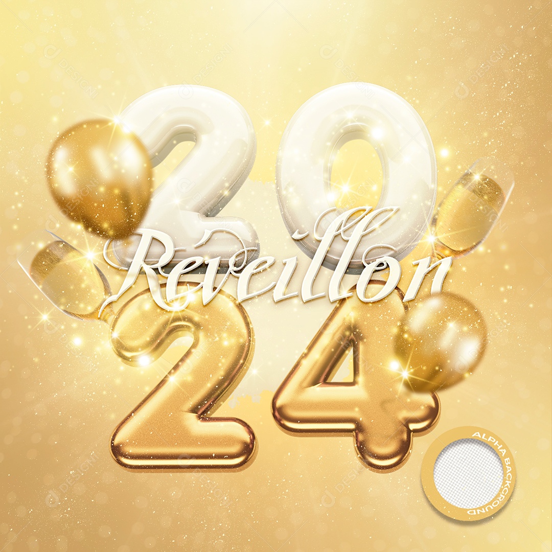 2024 New Year's Eve 3D Text For PSD Composition