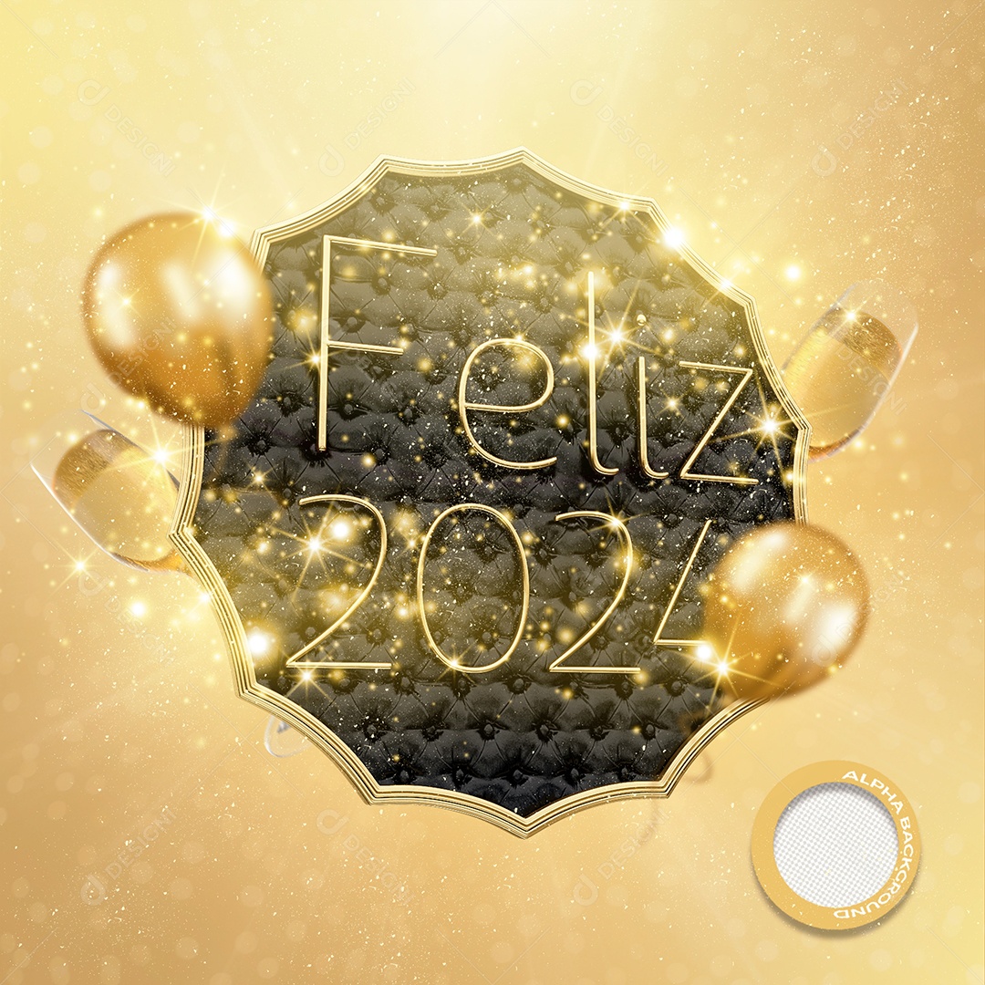 Elemento 3D Feliz a2024 Ano Novo Para Composição PSD