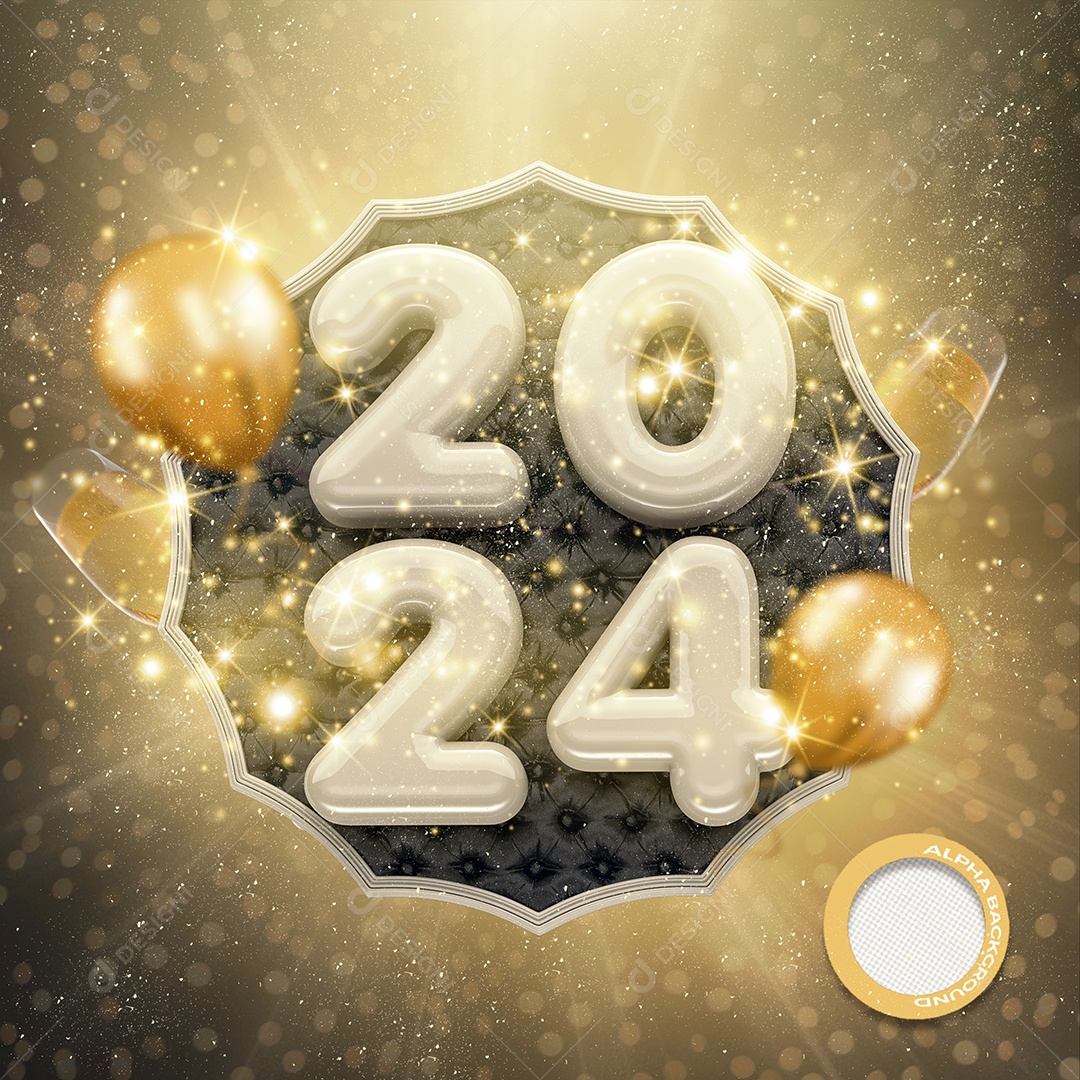 Elemento 3D 2024 Ano Novo Para Composição PSD