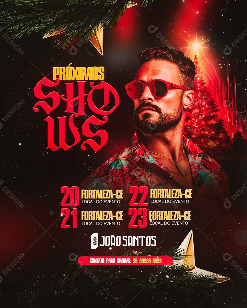 Flyer Natal João Santos Próximos Shows Social Media PSD Editável
