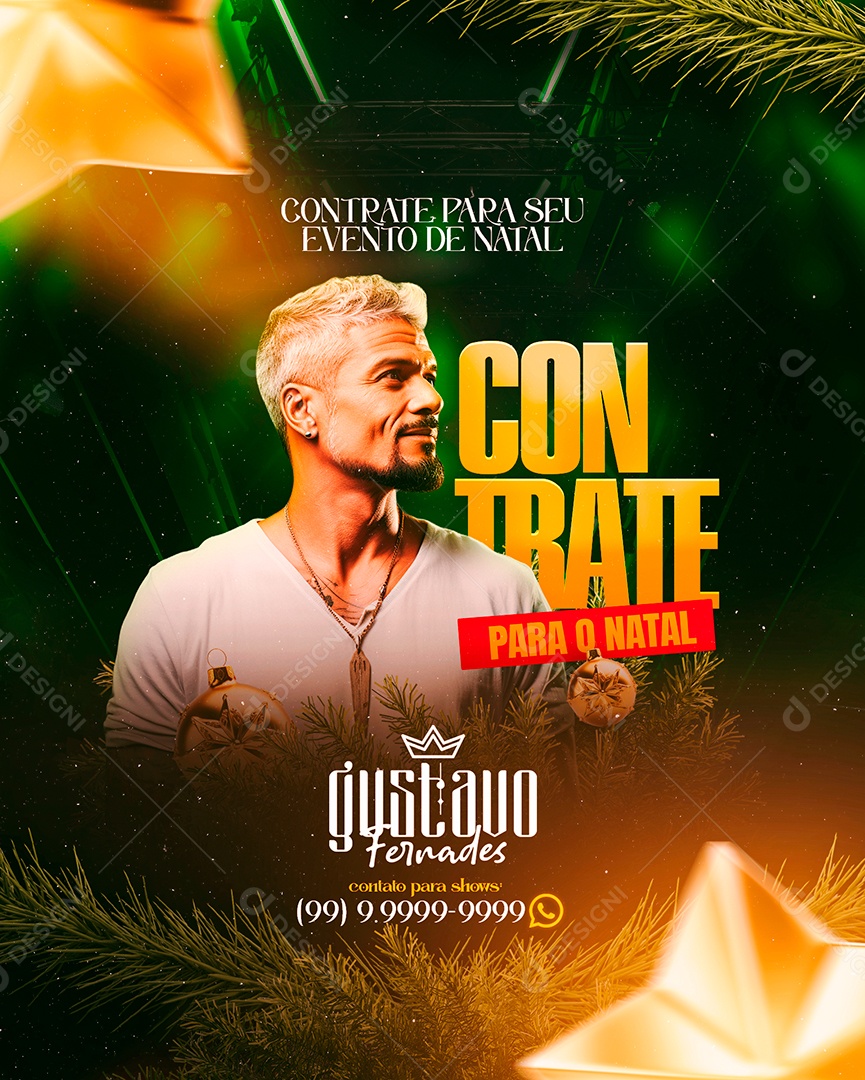 Flyer Contrate para o Natal Gustavo Fernades Social Media PSD Editável