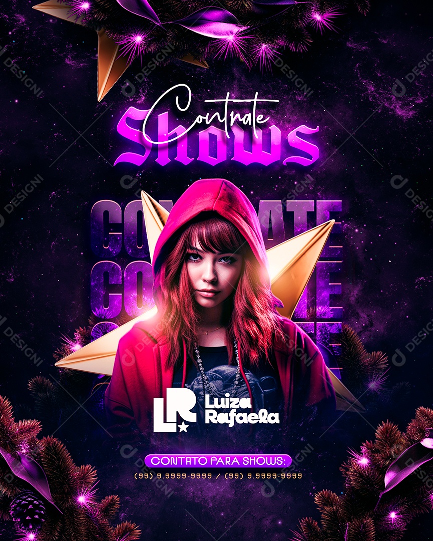 Flyer Contrate Shows Luiza Rafaela Social Media PSD Editável