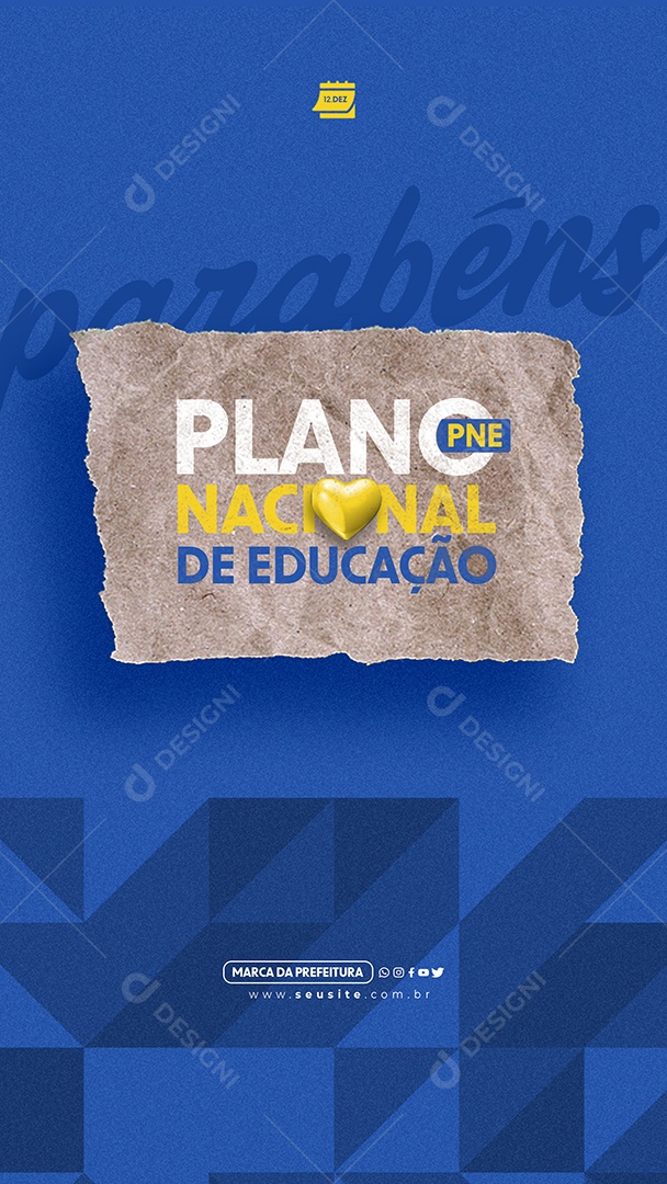 Story Dia do Plano Nacional de Educação 12 de Dezembro Parabéns Social Media PSD Editável