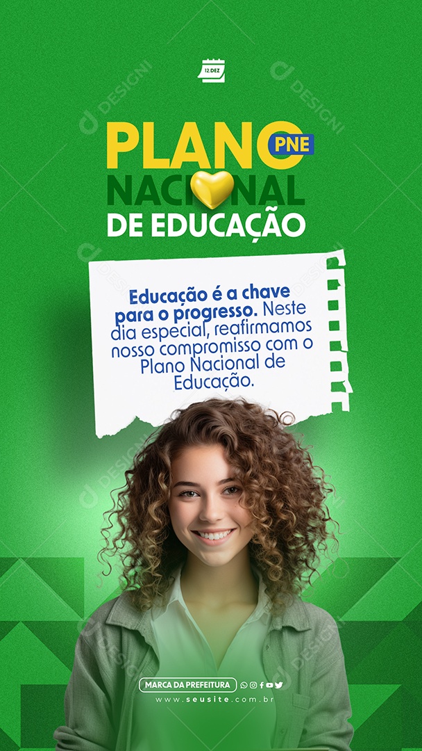 Story Dia do Plano Nacional de Educação 12 de Dezembro é a Chave para o Progresso Social Media PSD Editável