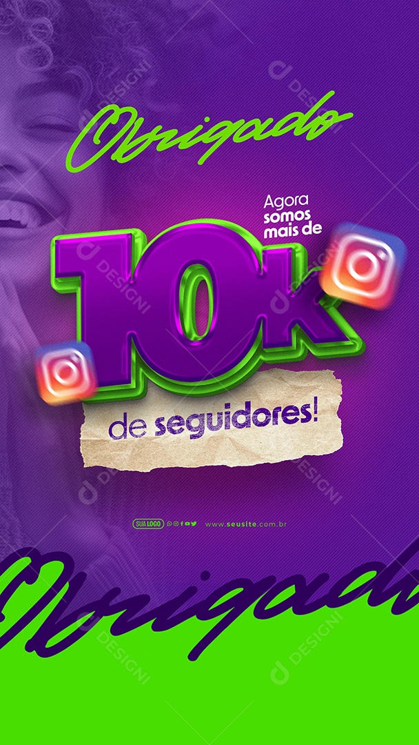 Story Obrigado Agora Somos mais de 10K de Seguidores Social Media PSD Editável