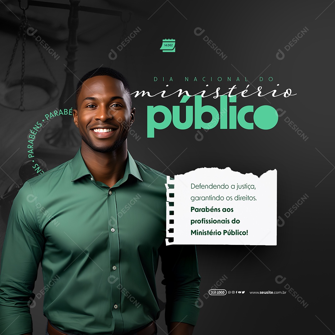 Dia Nacional do Ministério Público 14 de Dezembro Defendendo a Justiça Garantindo os Direitos Social Media PSD Editável