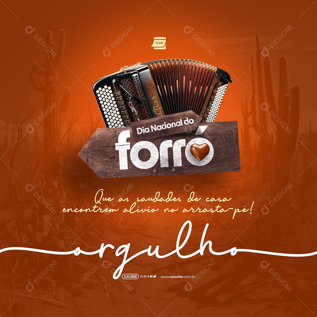 National Forró Day December 13th May Homesickness Find Relief in Arrasta Pé Social Media Editable PSD