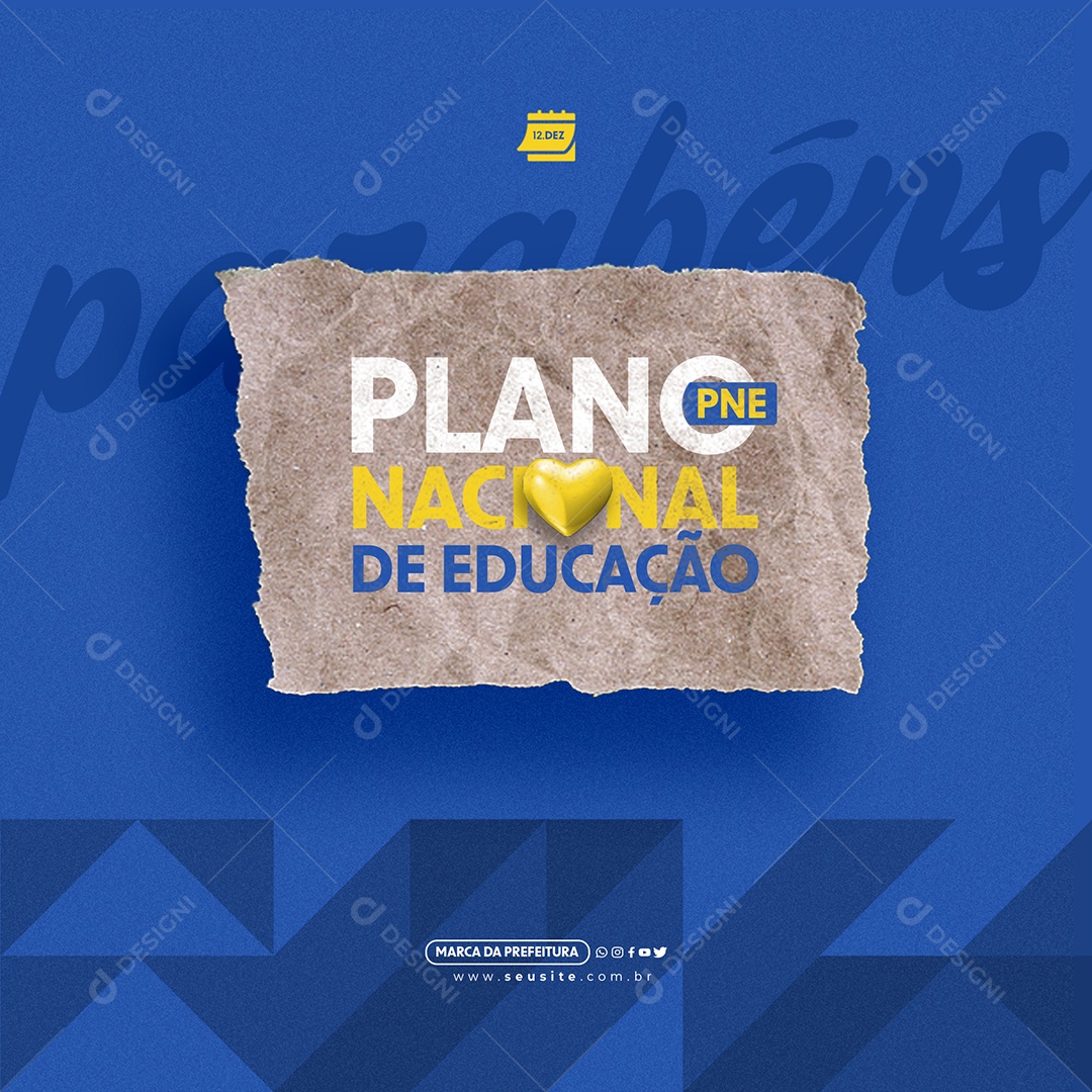 Dia do Plano Nacional de Educação 12 de Dezembro Parabéns Social Media PSD Editável