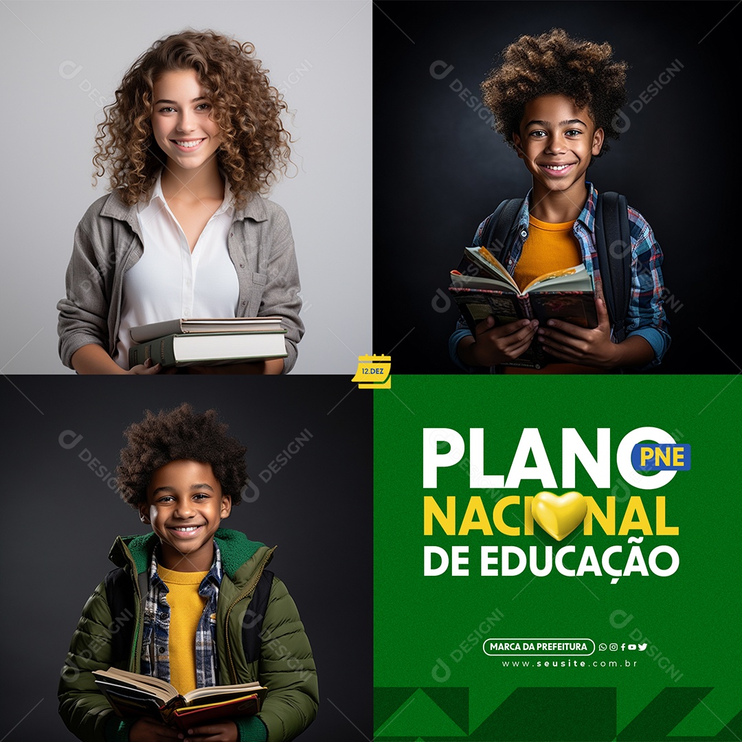Dia do Plano Nacional de Educação 12 de Dezembro PNE Social Media PSD Editável