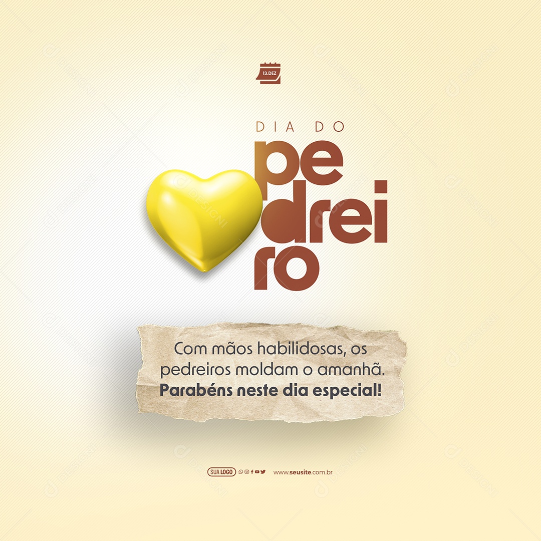 Dia do Pedreiro 13 de Dezembro com as Mãos Habilidosas Moldam o  Amanhã Social Media PSD Editável