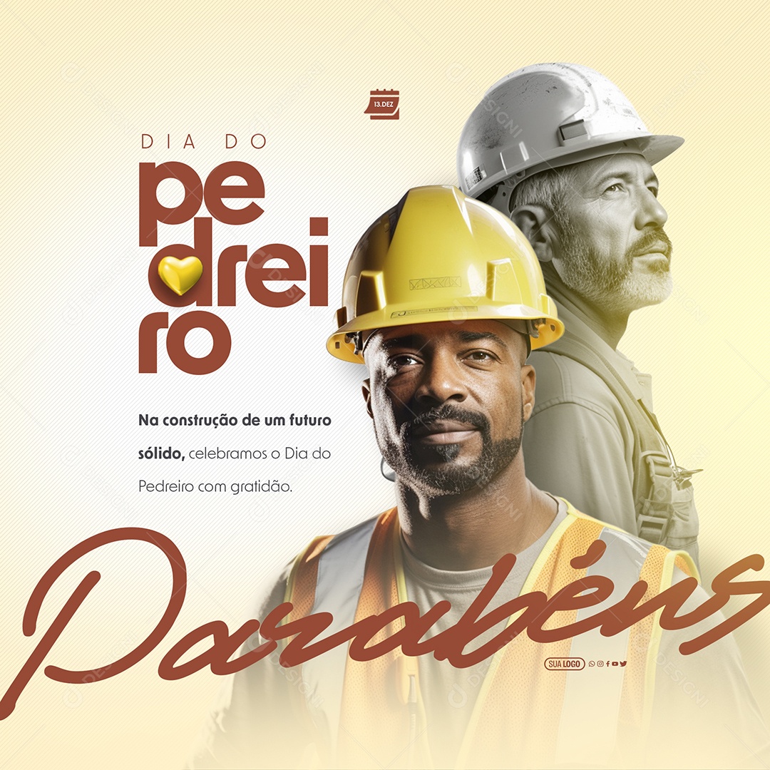 Dia do Pedreiro 13 de Dezembro na Construção de um Futuro Sólido Social Media PSD Editável