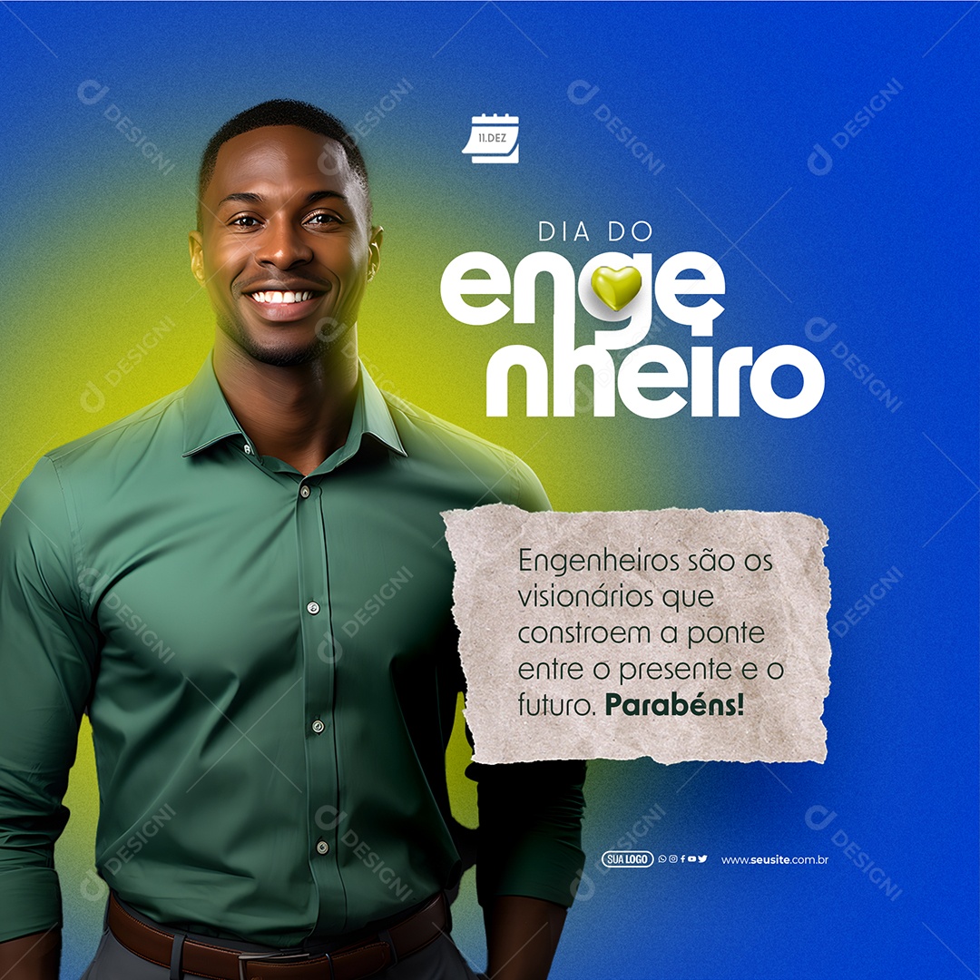 Dia Do Engenheiro 11 de Dezembro Engenheiros são os Visionários que Constroem a Ponte Social Media PSD Editável