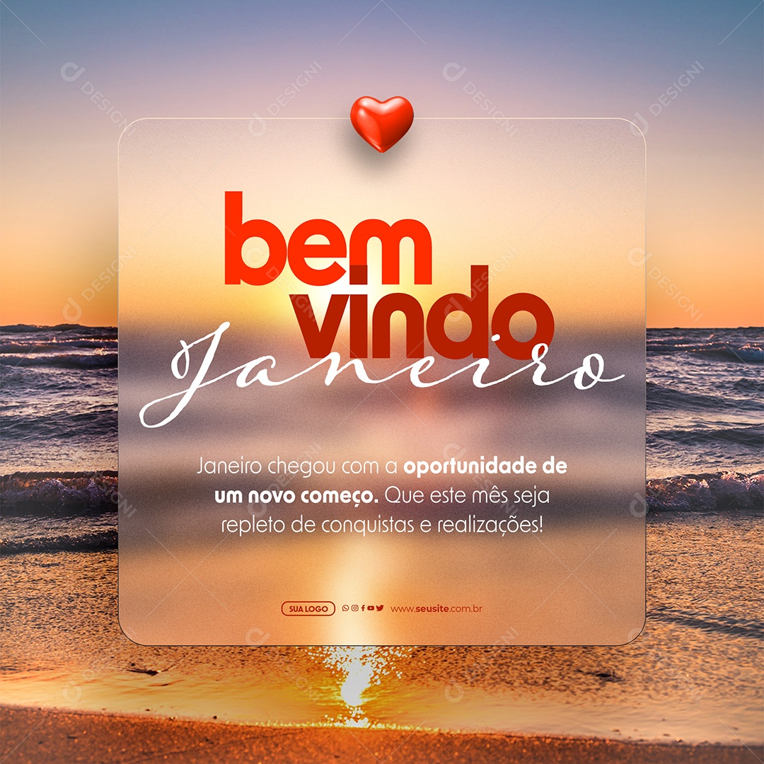 Bem Vindo Janeiro Chegou coma Oportunidade de um Novo Começo  Social Media PSD Editável
