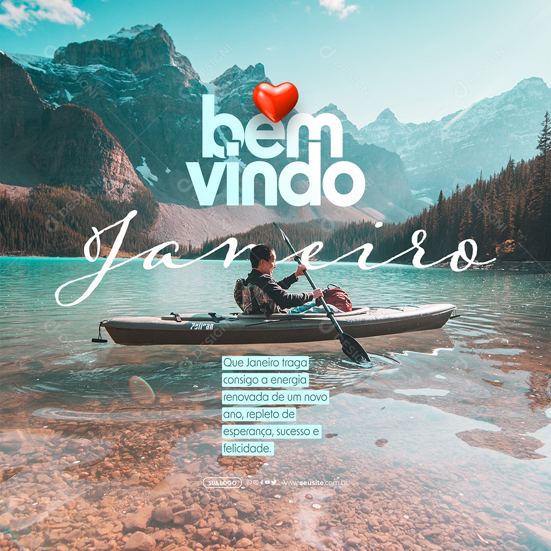 Bem Vindo Janeiro Traga Consigo a Energia Renovada de um Novo Ano Social Media PSD Editável