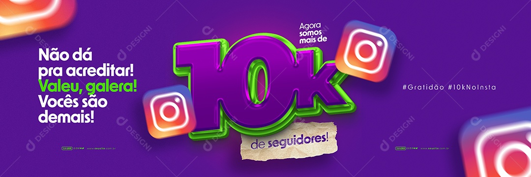 Carrossel Não dá pra Acreditar Valeu Galera Vocês São Demais 10K de Seguidores Social Media PSD Editável