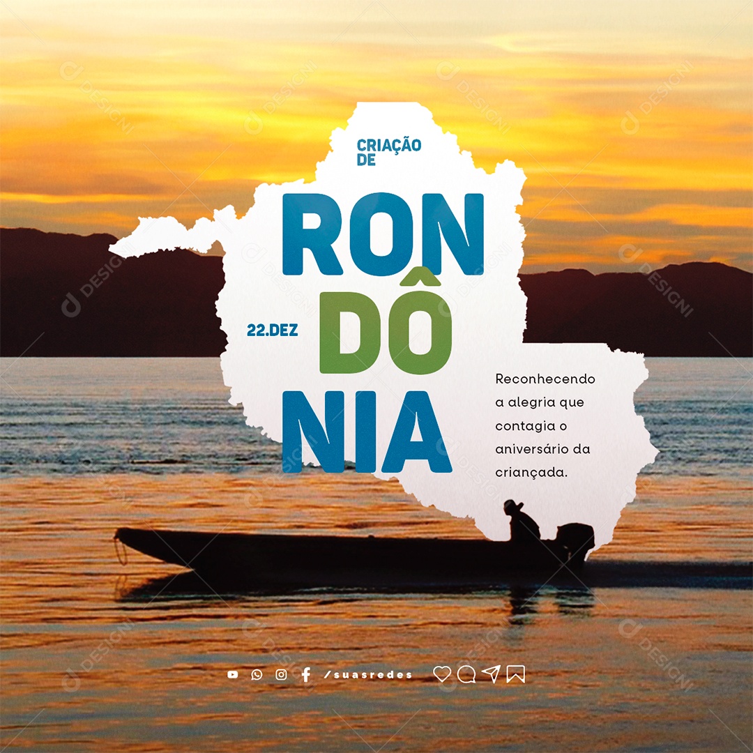 Dia da Criação de Rondônia Reconhecendo a Alegria que Contagia o Aniversário da Criançada Social Media PSD Editável